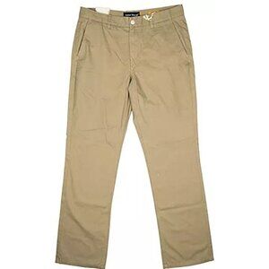 Men Tailor Vintage 100% Cotton Straight Fit Khaki Washed Chino Pant Size 36-32